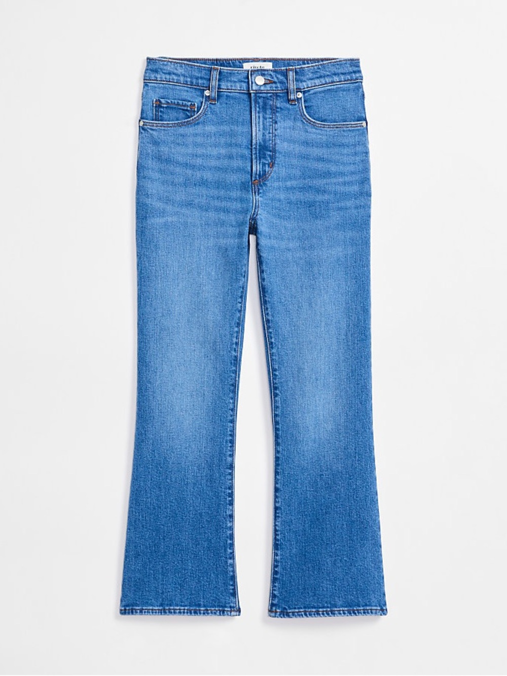 LOFT Rivete High Rise Kick Crop Jeans in Vintage Mid Wash
